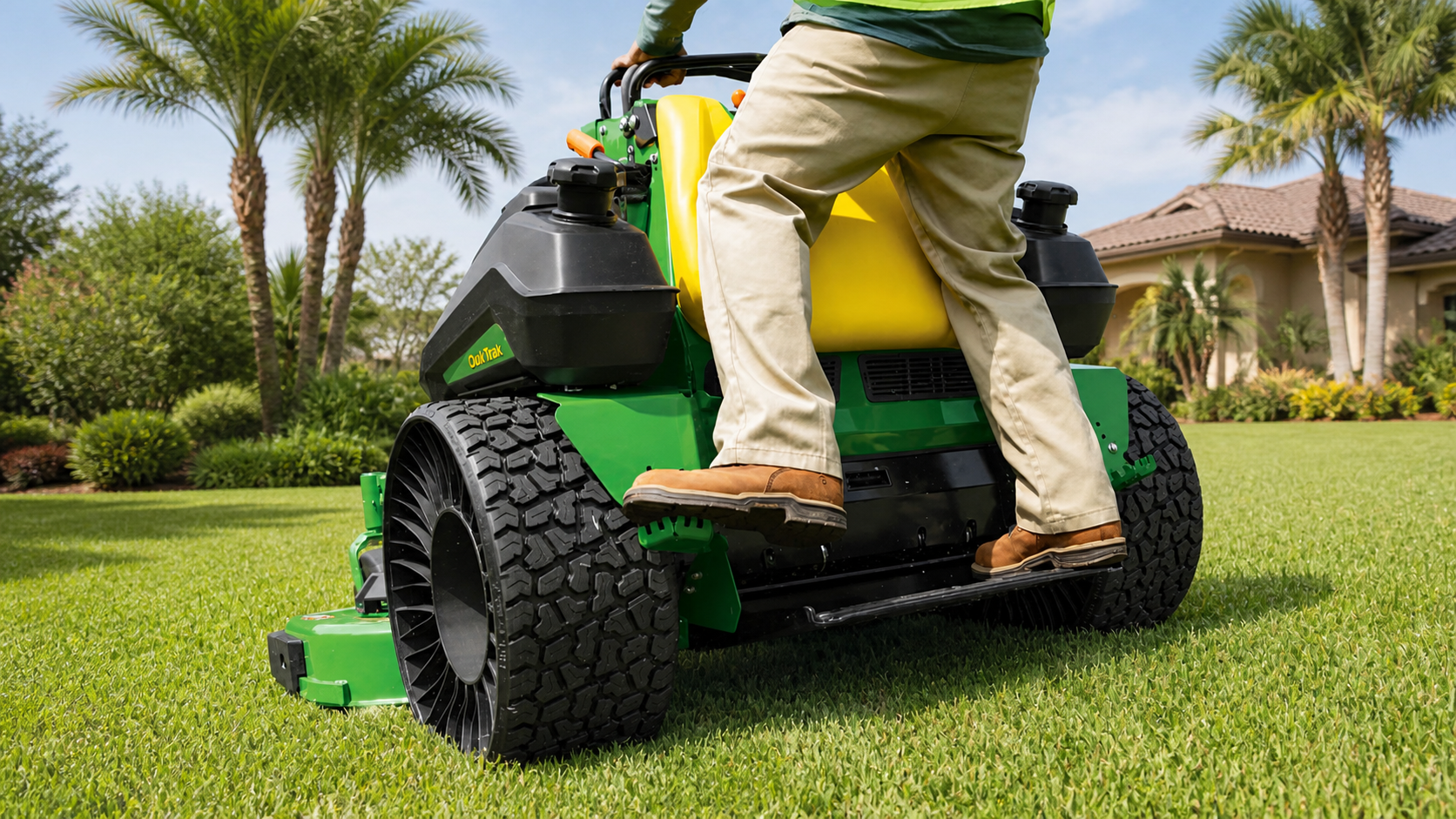 Affordable lawn mowing service North Port FL mowing a residential yard